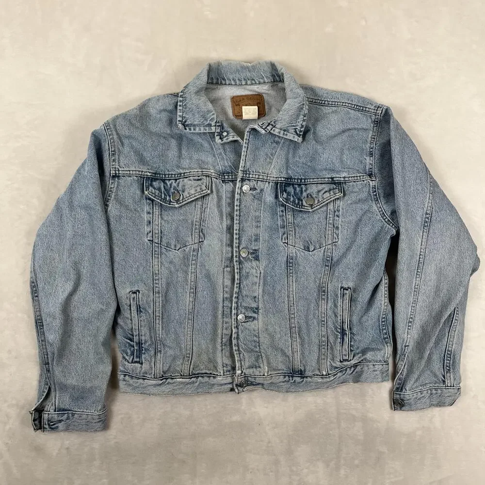 Vintage Gap Denim Jacket Mens XL Blue Faded Trucker USA Made 90s Classic